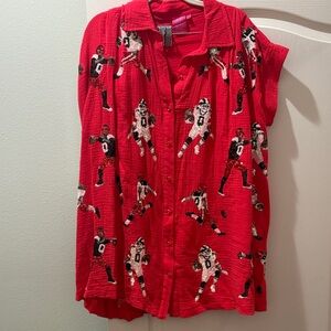 QUEEN OF SPARKLES Red Football Mini Dress